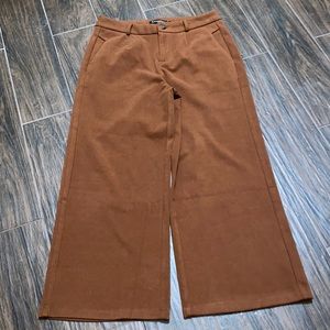 Tanming brown wide leg cropped pants